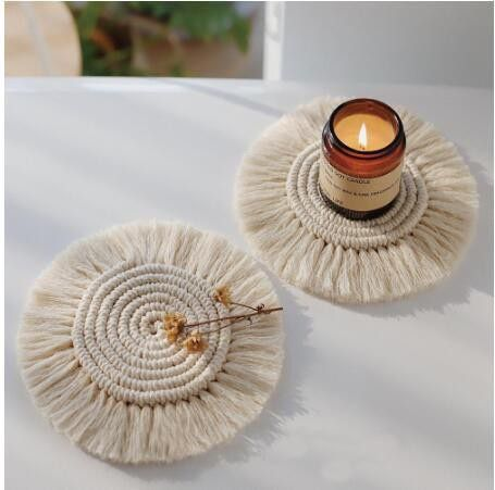 Håndlagde Macrame Coasters 3x Bunt