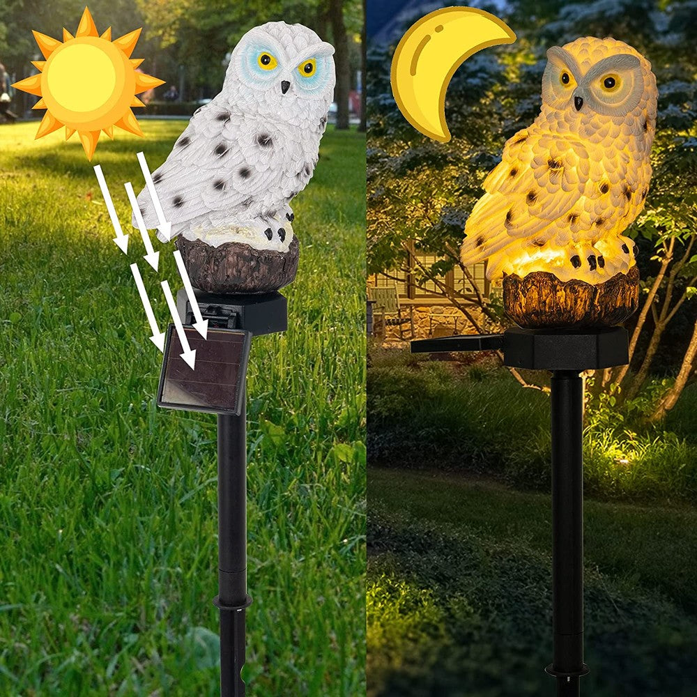 Owlight - Lampada solare da giardino con palo decorativo