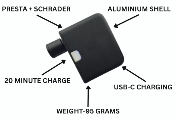 Ultra-Compact Mini Electric Bicycle Pump with Type-C Rechargeable Battery – Fits Schrader & Presta Valves