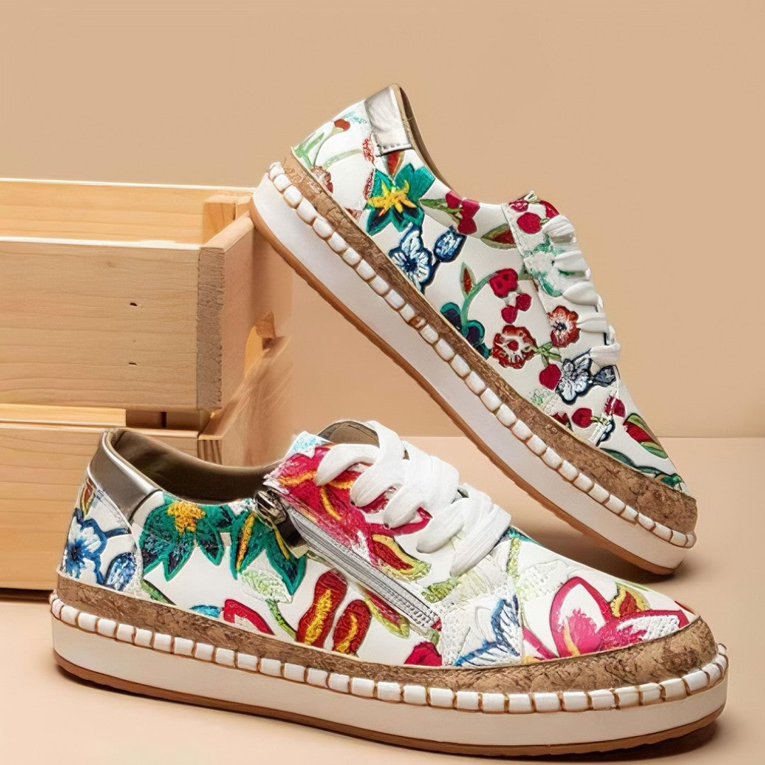 Lily Bekväma Blommiga Sneakers