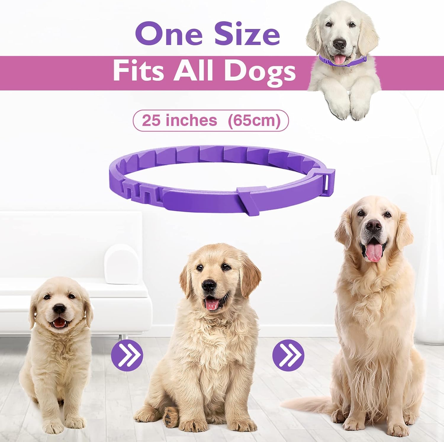 Collar calmante para perros, paquete de 3 collares para perros, reduce la ansiedad de las mascotas con efecto feromona, collar tranquilo seguro e impermeable