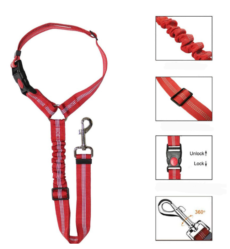 Ceinture de sécurité réglable pour chien, appui-tête