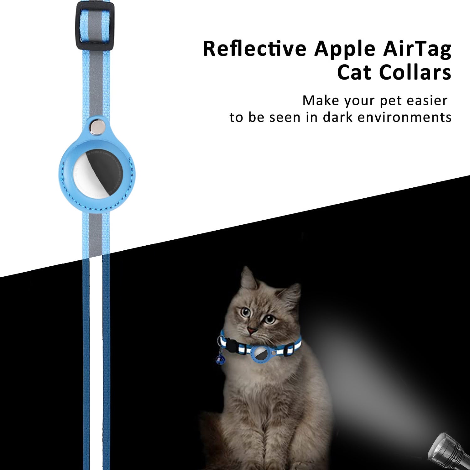 Pawfey Smart Cat Collar with Apple AirTag Holder