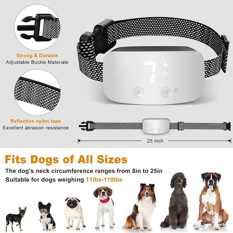 Collier de chien anti-aboiement imperméable rechargeable d'écran tactile