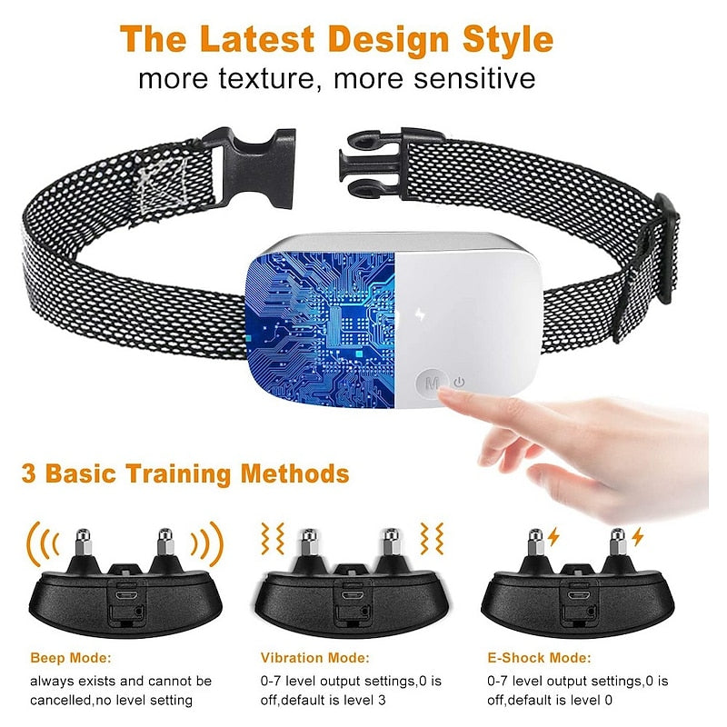 Collier de chien anti-aboiement imperméable rechargeable d'écran tactile