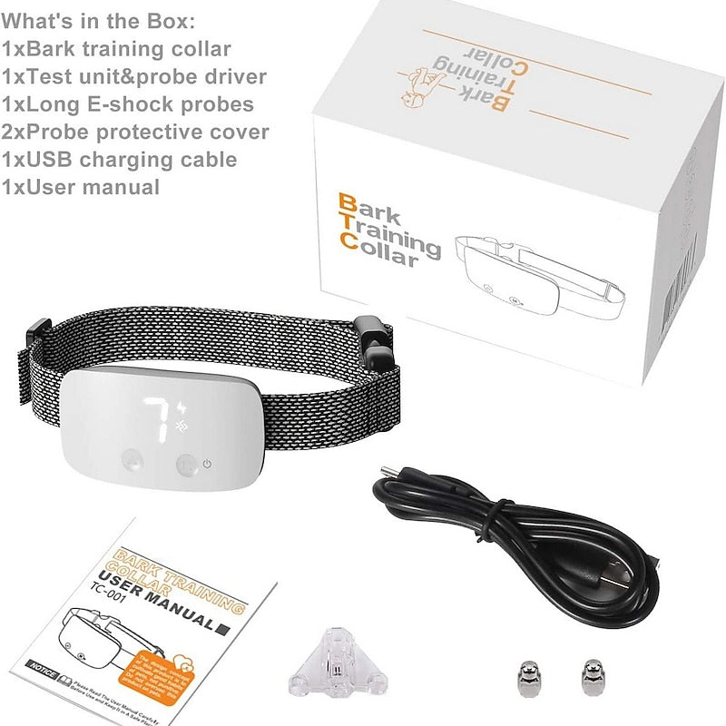 Collier de chien anti-aboiement imperméable rechargeable d'écran tactile