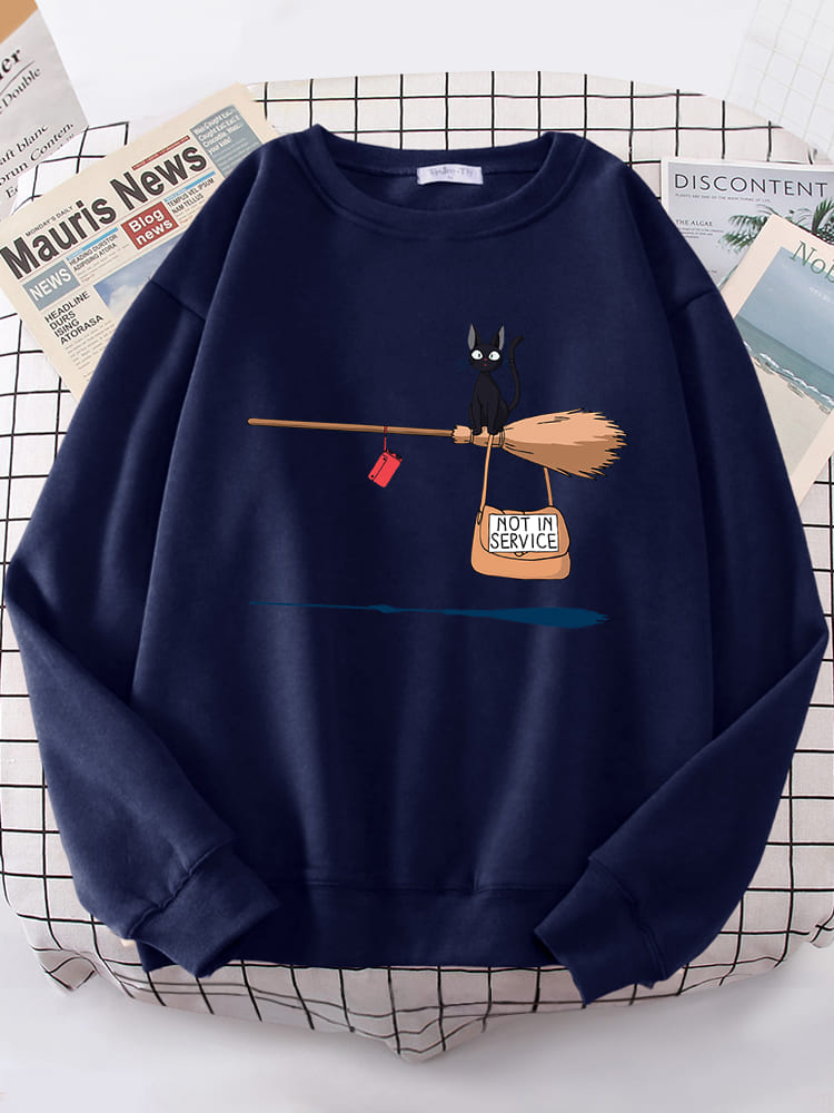 Bezem Vliegende Zwarte Kat Sweatshirt