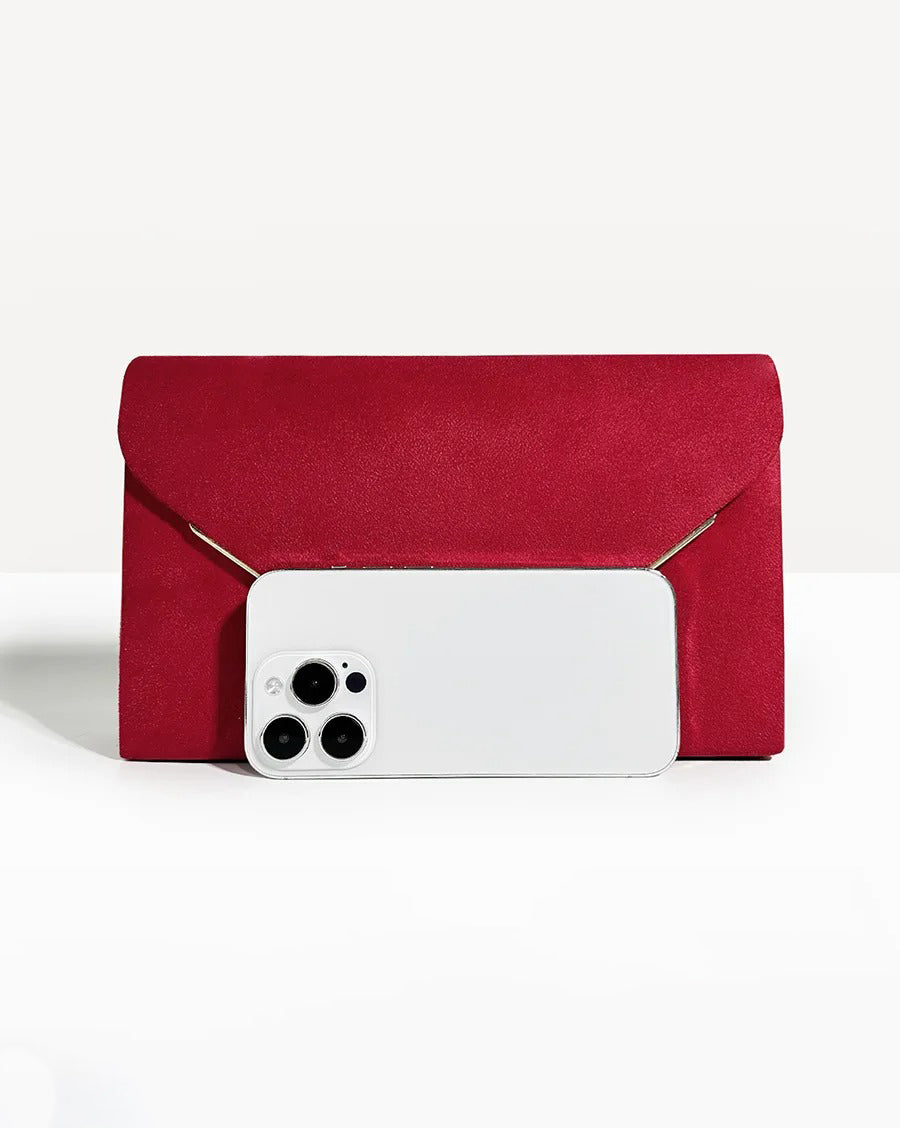 Segreto Suede-style Velvet Envelope Clutch Bag