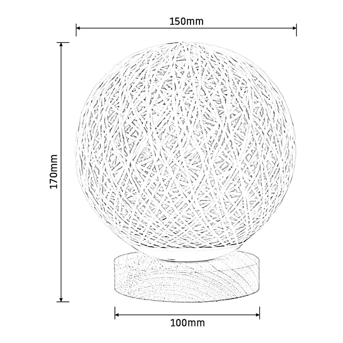 WovenGlow - Rattan-Kugel-Tischlampe