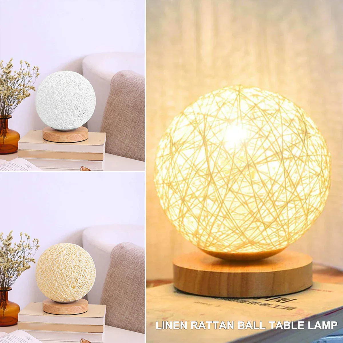 WovenGlow - Rattan Ball Bordlampe