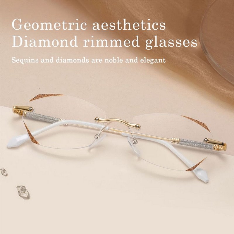 Lunettes de presbytie anti-lumière bleue sans monture diamant pour femmes