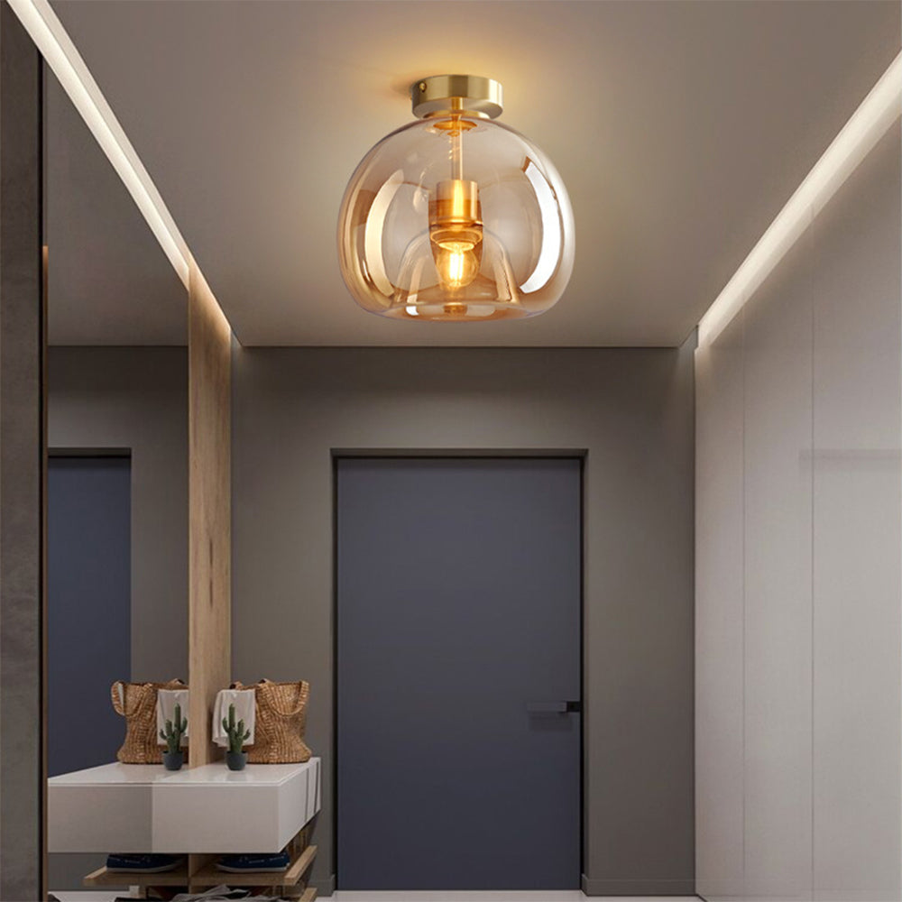 Koper Glazen Semi Flush Mount Plafondlamp