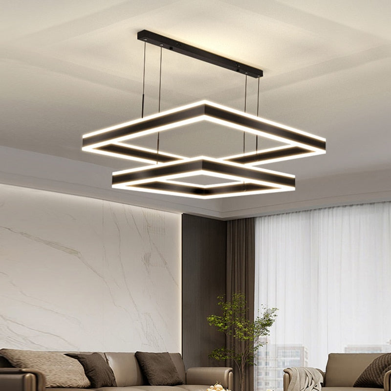 YLK Kare - Moderne led lysekrone for stue luksus kvadratisk design