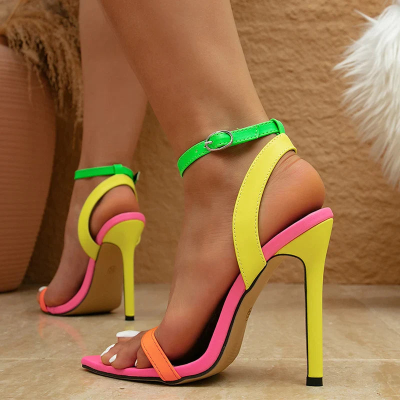 Neon Nights Regenboog Stiletto Hakken