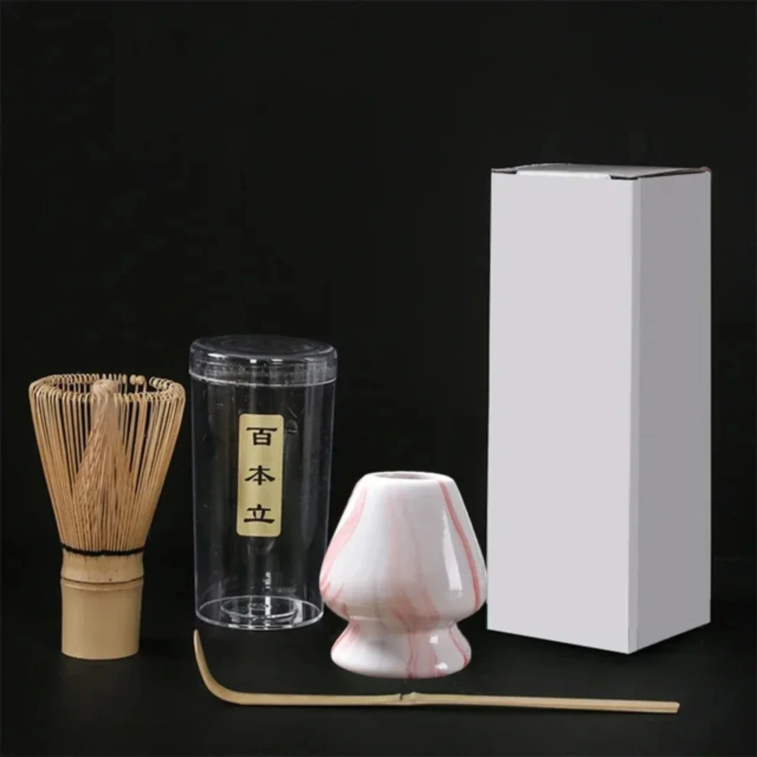 Japanese Tea Ceremony Tool Set – Elegant Matcha Whisk, Stirring Brush, and Stand with 3 Tea Spoons