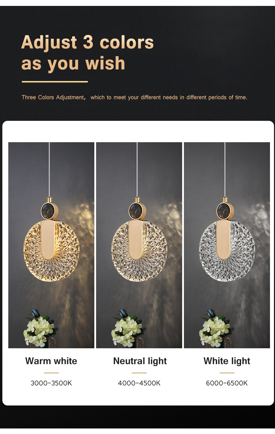 DUN Luxe gouden led-hanglamp ronde kristallen hanglamp