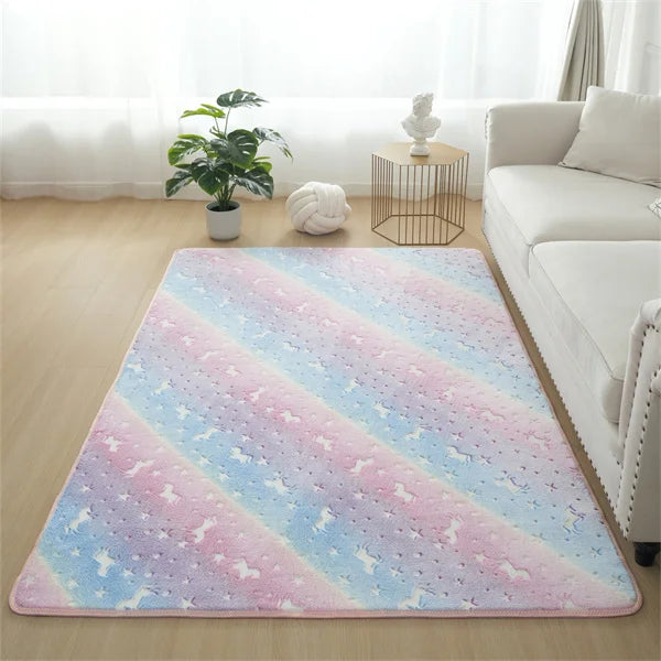 Tapis Licorne Winnie Lumineux dans le Noir – Étoiles Magiques pour la Chambre des Enfants