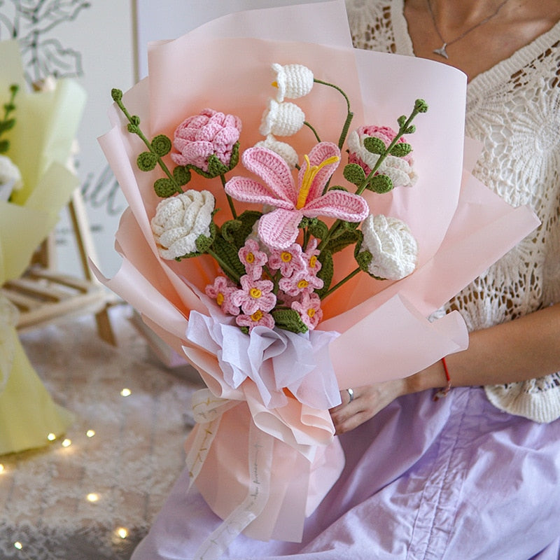 Heklet blomsterbukettdekor