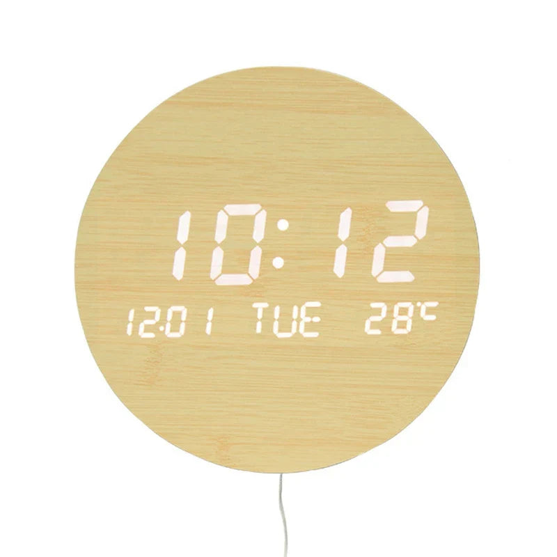 EcoChime – Reloj de escritorio de madera con alarma y pantalla LED