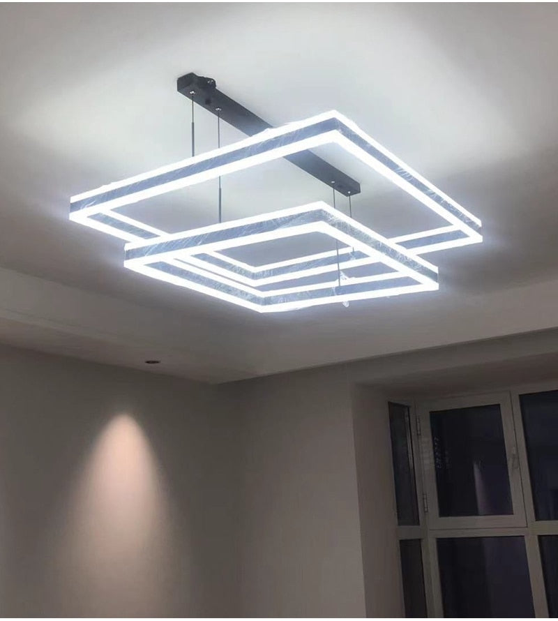 YLK Kare - Moderne led lysekrone for stue luksus kvadratisk design