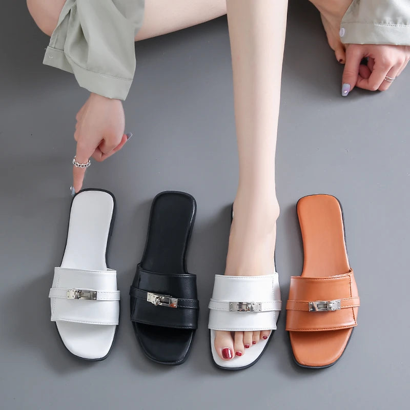 Lea Peep Toe Flat Sandals