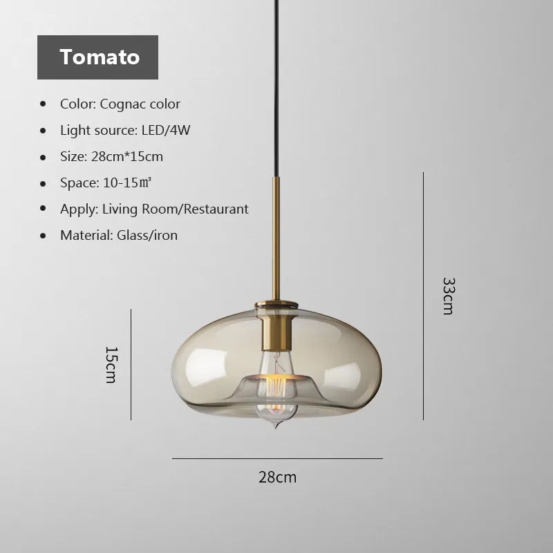 Nordic Industrial Style Glass Modern Luxury Led Pendant