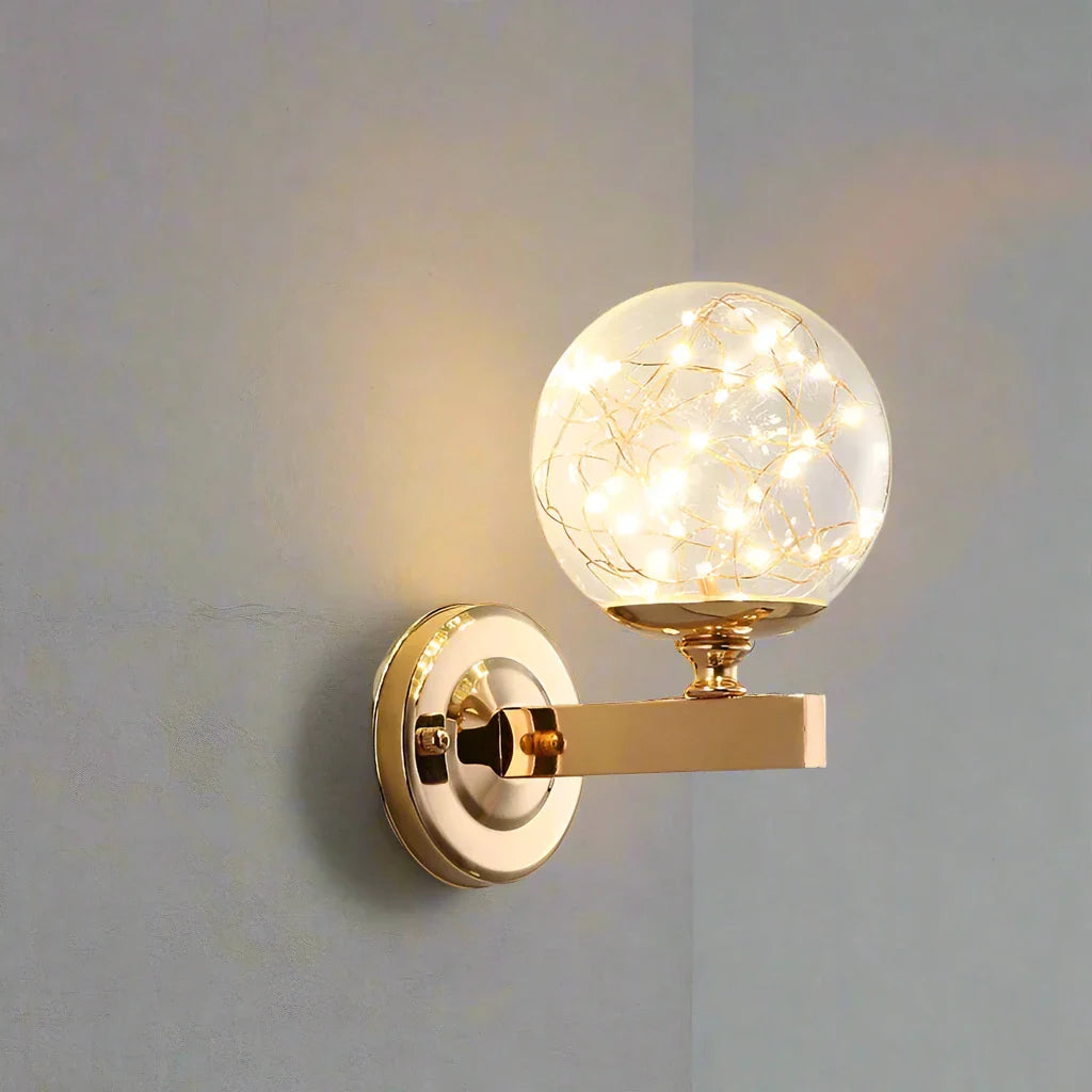 Lámpara de pared LED de vidrio coloreado con forma de globo luminoso