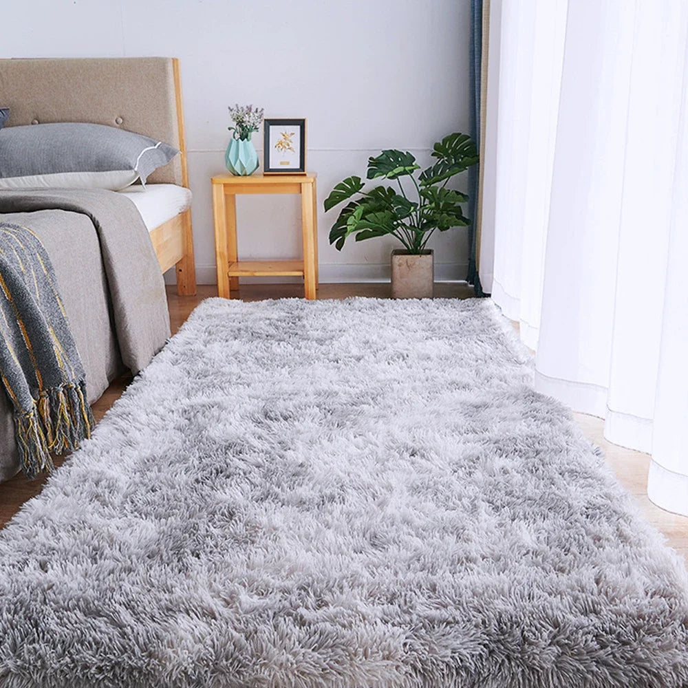 Sara’s Nordic Silk Tie-Dye Plush Carpet – Modern Bedroom & Living Room Rug