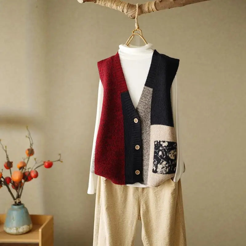 Winnie Retro Knitted Vest – Cozy & Chic Autumn/Winter Sweater Vest