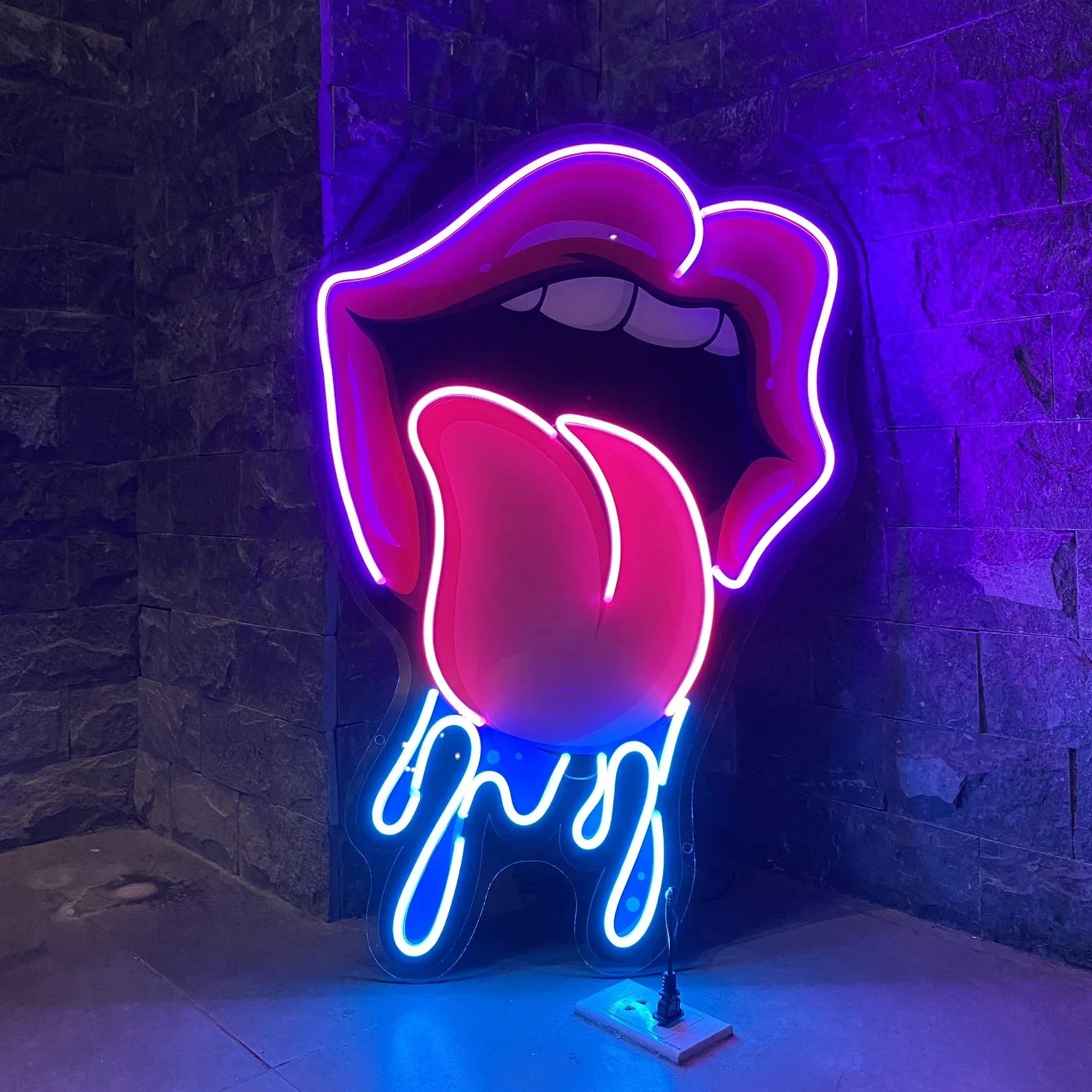 Neon Tropfen Lippen Licht