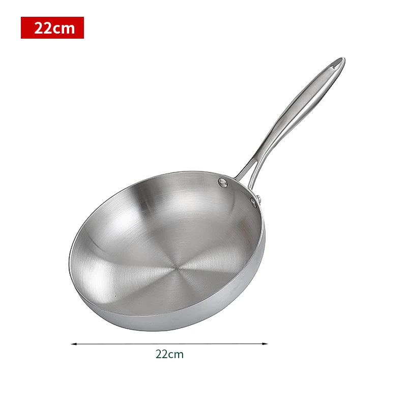 Sartén de acero inoxidable 304 – Utensilios de cocina antiadherentes sin revestimiento para cocinas de gas y cocinas de inducción, 28 cm