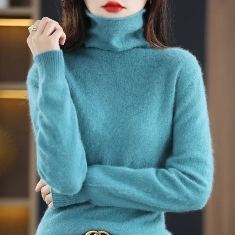 Japenese-knit: High Collar 100% Cashmere Sweater - Women's Loose Pullover for Autumn/Winter