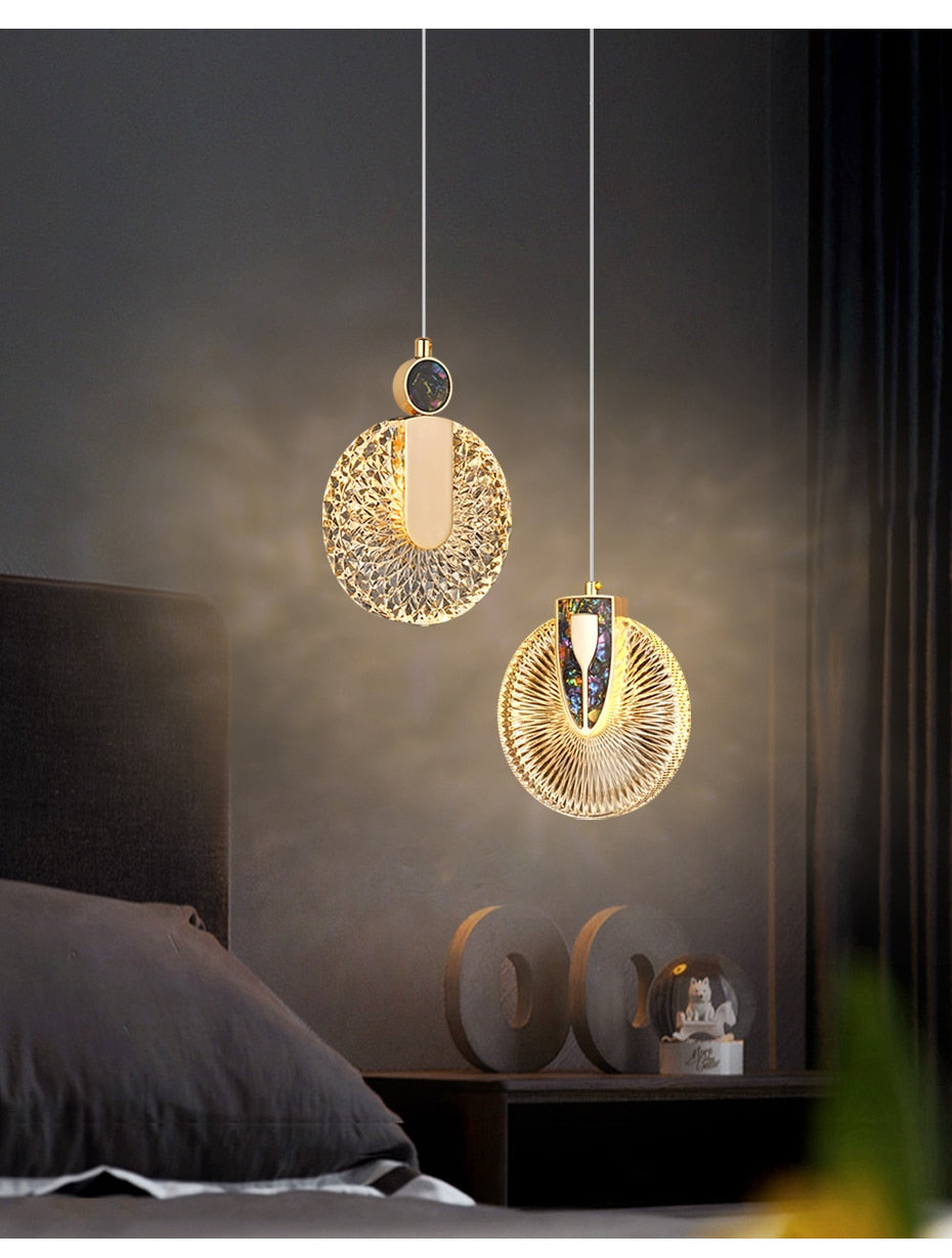 DUN Luxe gouden led-hanglamp ronde kristallen hanglamp