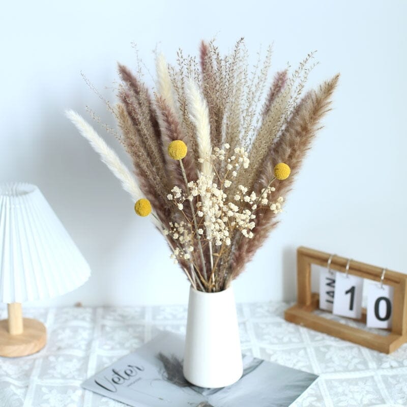 80PCS Natural Dried Pampas Grass Bouquet