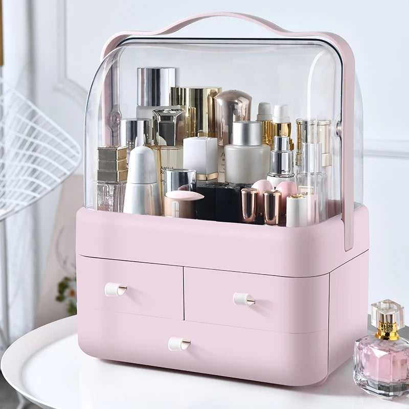 Mila Dammsäker Makeup Organizer – Snygg skrivbordsförvaring med låda för hudvård och kosmetika