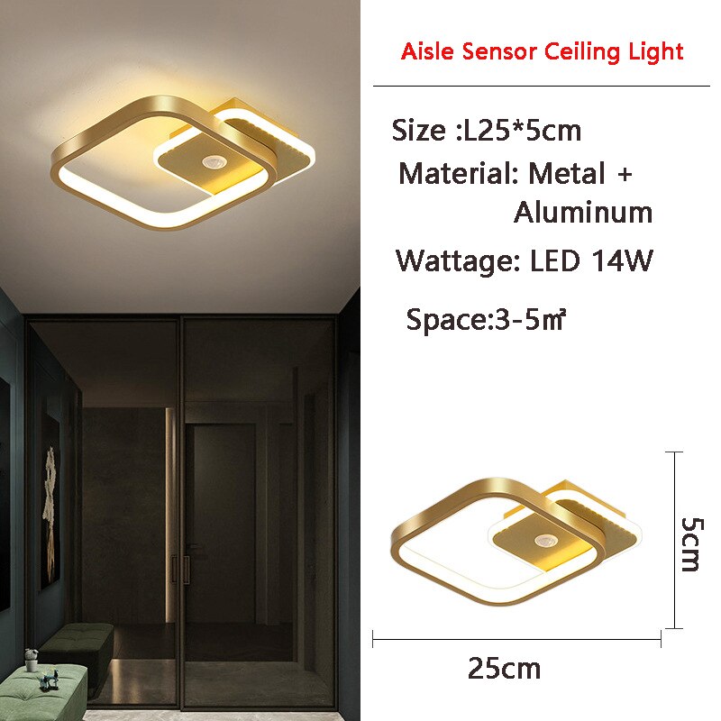 Plafonnier LED avec capteur de mouvement PIR humain, pour couloir de chambre à coucher