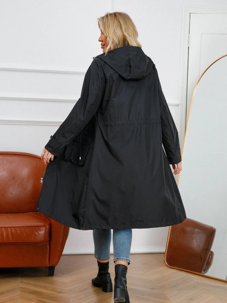 Lisa: Waterdichte trenchcoat/jas met capuchon - herfstwindjack voor dames