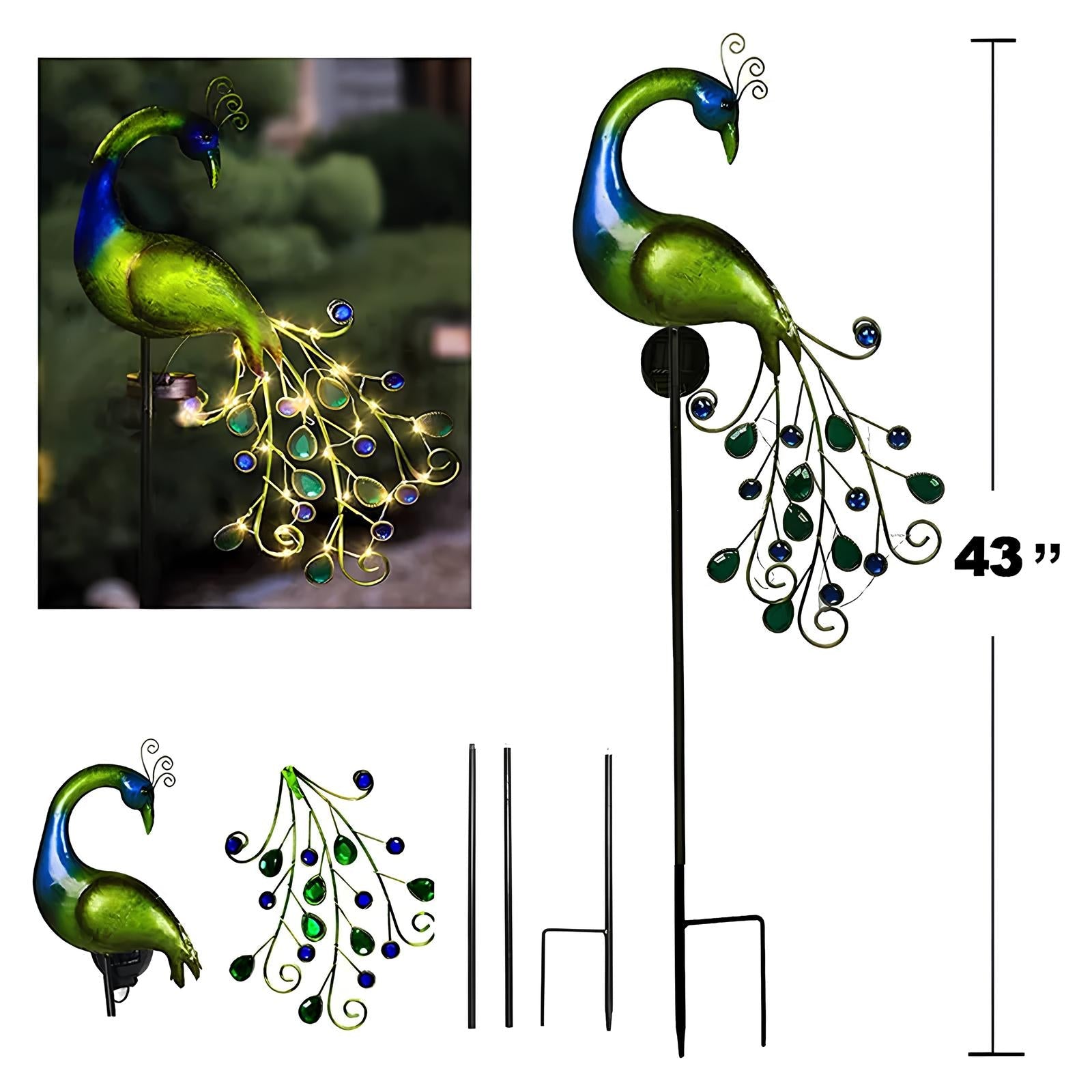 Pfau LED Solarbetriebenes Licht Wasserdichter Feengarten – Rasenlichter