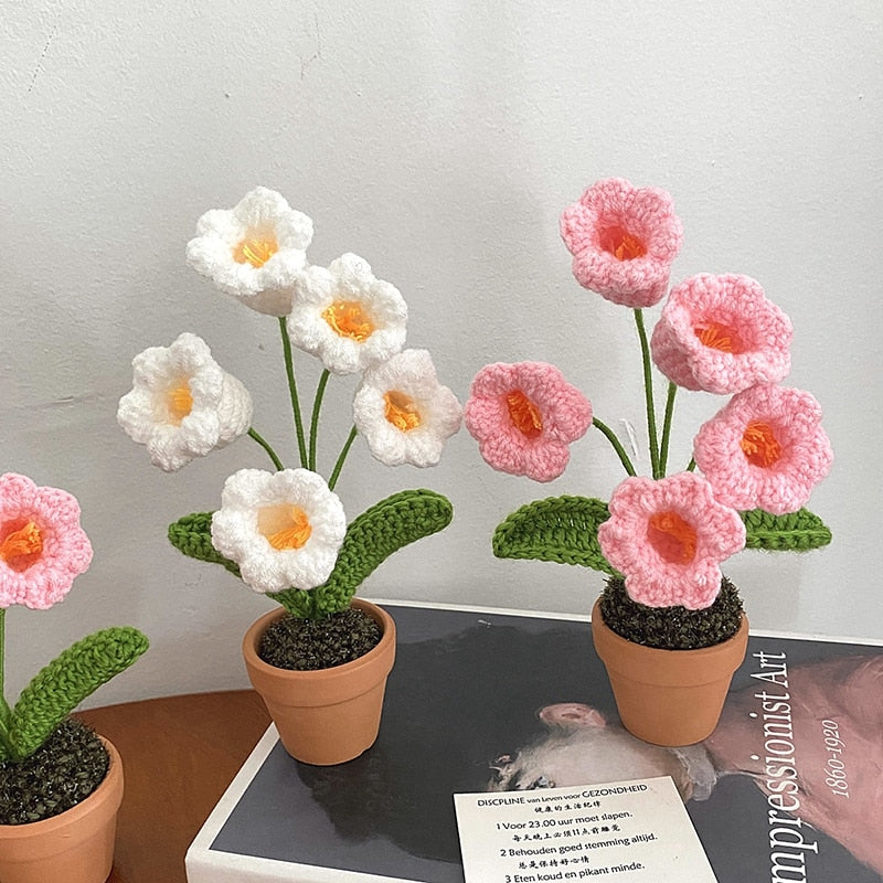 Décoration de pot de fleurs au crochet fait main