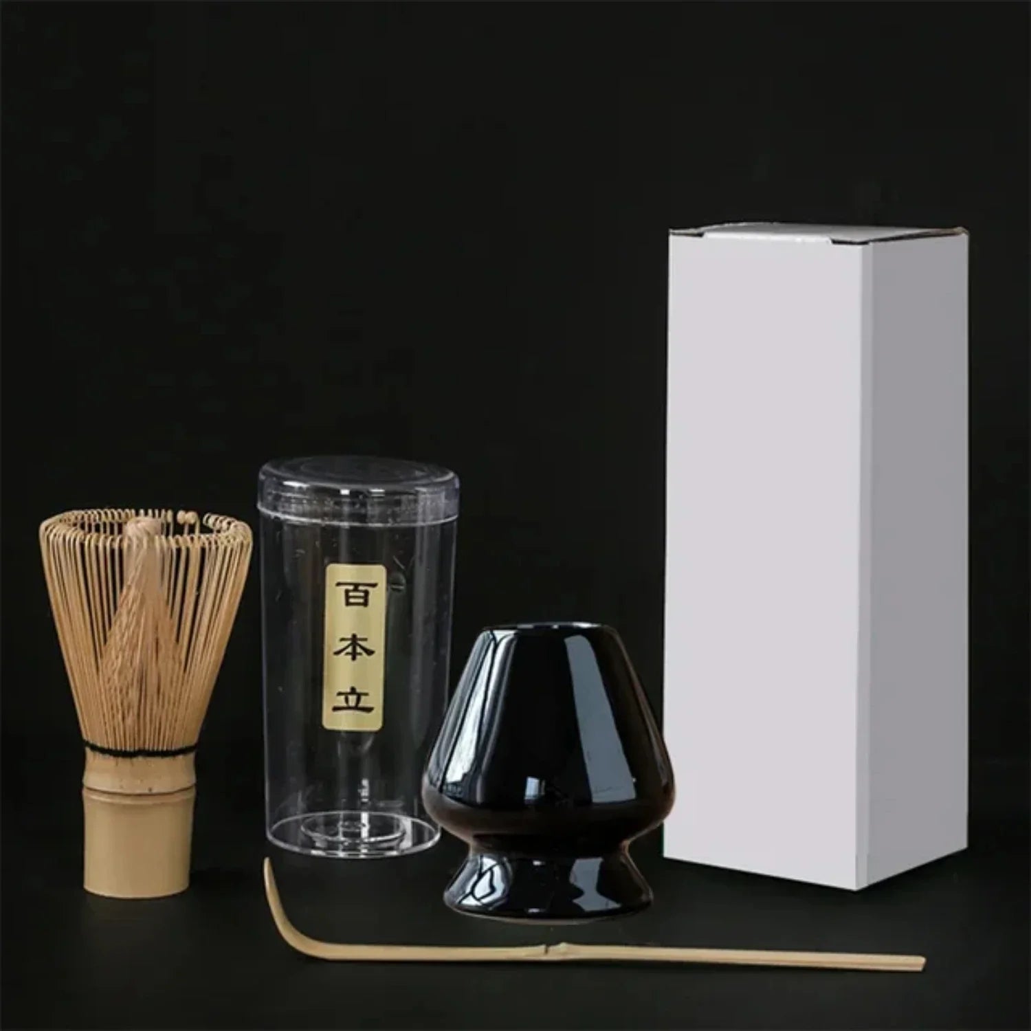 Japanese Tea Ceremony Tool Set – Elegant Matcha Whisk, Stirring Brush, and Stand with 3 Tea Spoons