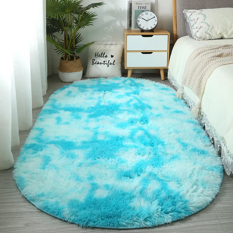 Sara Fluffy Tie-Dye Anti-Slip Rug – Soft Plush Carpet for Home Décor