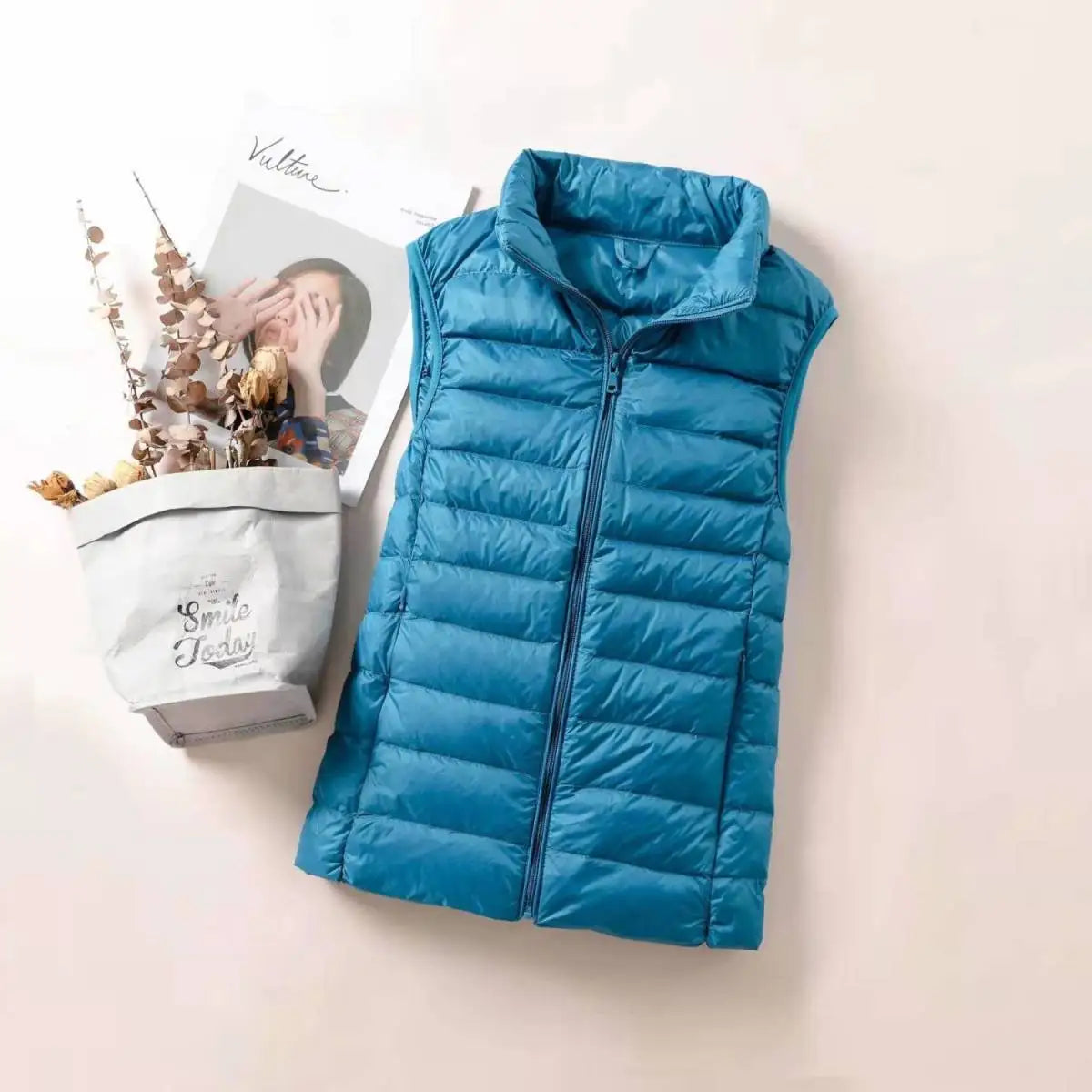 Claire : Gilet en duvet pour femme – Veste fine sans manches, gilet coupe-vent portable