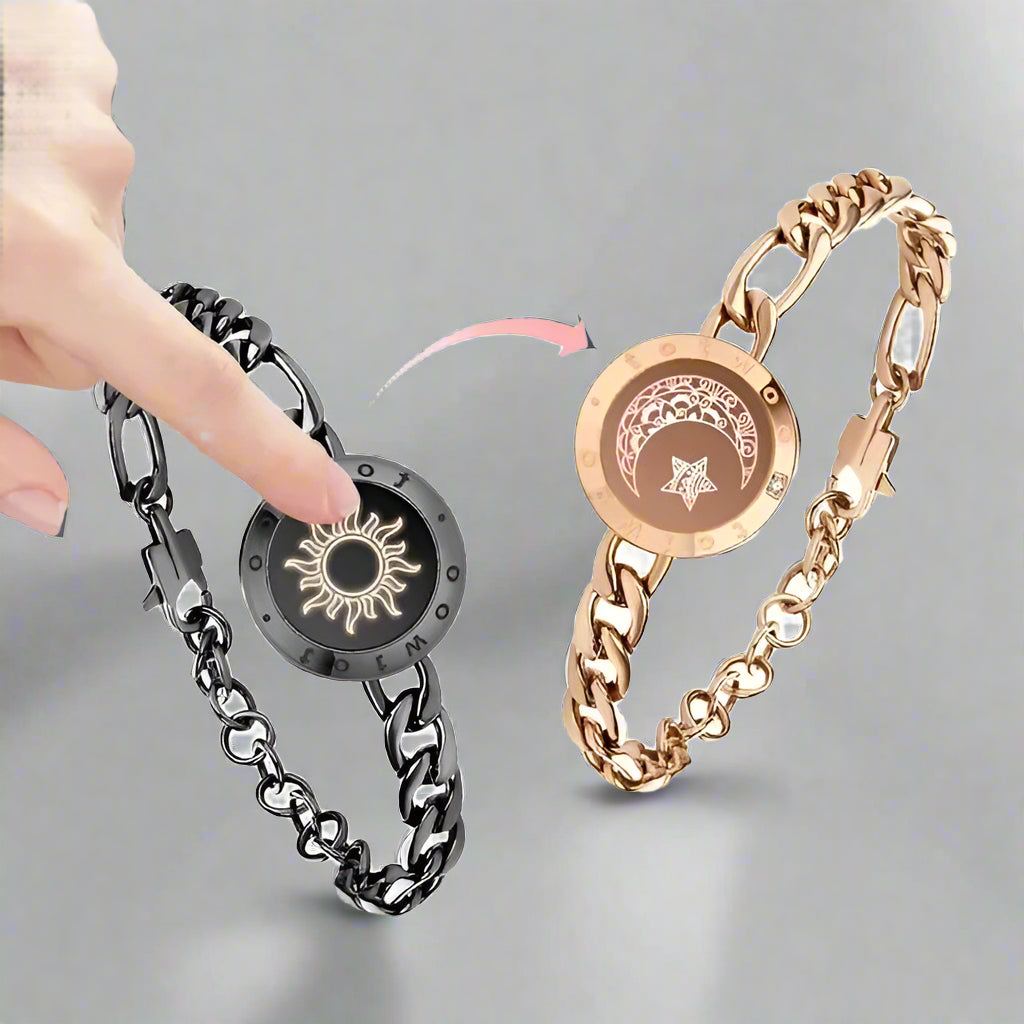 Sun and Moon totwoo Love Bracelets,Long Distance Relationship touch Light up & Vibrate Bracelets for Couples, Gifts