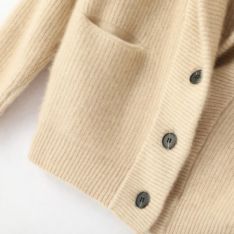 Elin : Cardigan épais pour pull d'hiver 100 % laine.