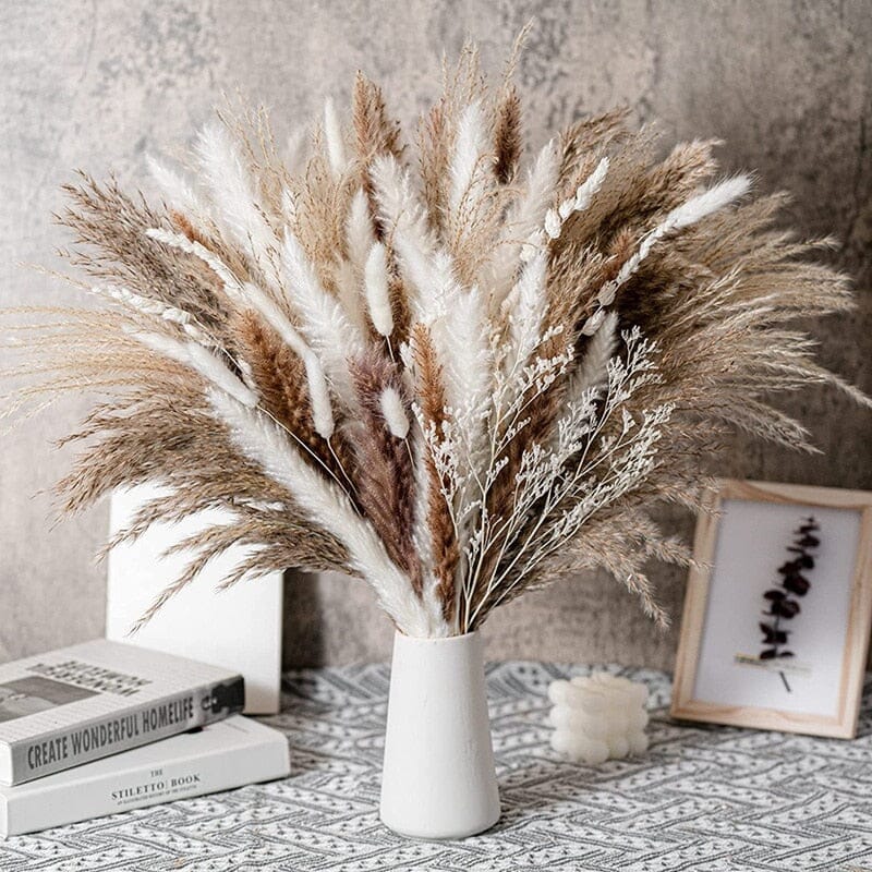 80PCS Natural Dried Pampas Grass Bouquet