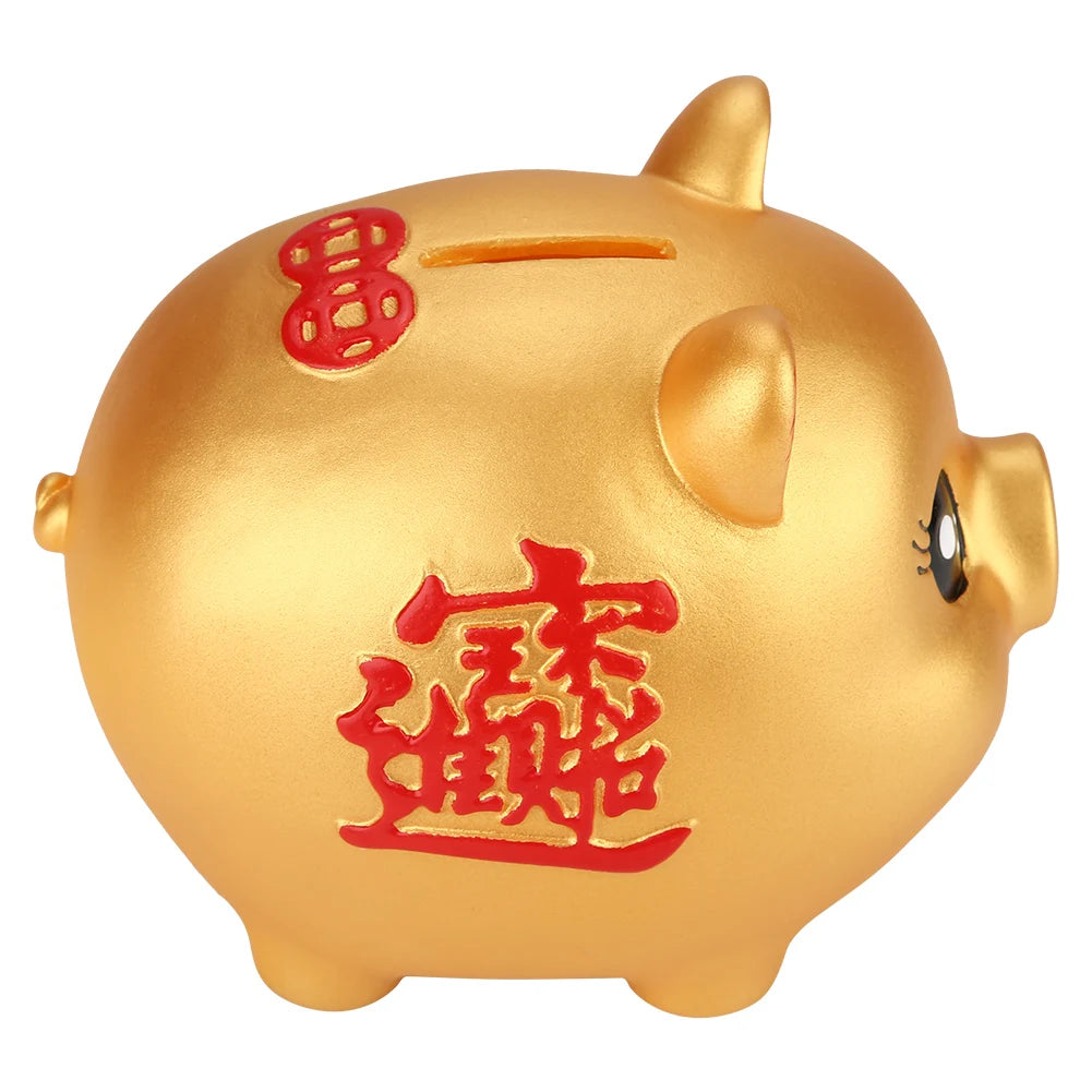 Sara Golden Piggy Bank – Cute Small Coin Saving Box for Kids & Home Décor