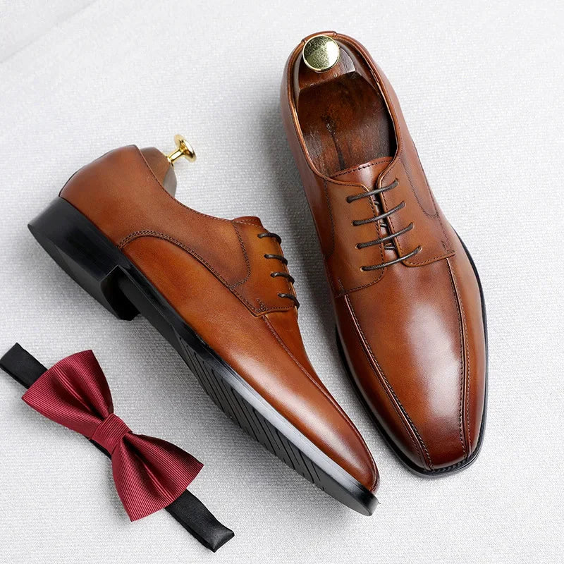 ApexStyle Men's Leather Derby Shoes