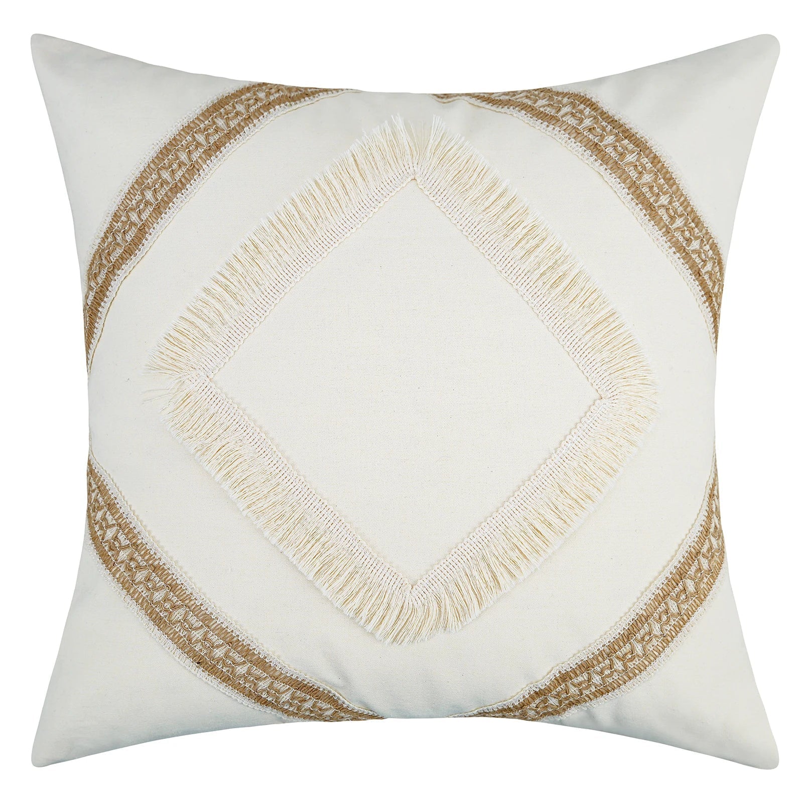 GeoBoho - Housse de coussin beige à motif géométrique | décoration