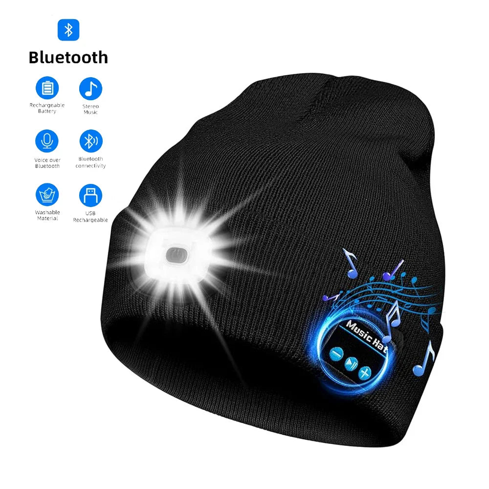 Chapeau chaud sans mains avec Bluetooth 5.0 et lumière LED 🎵✨