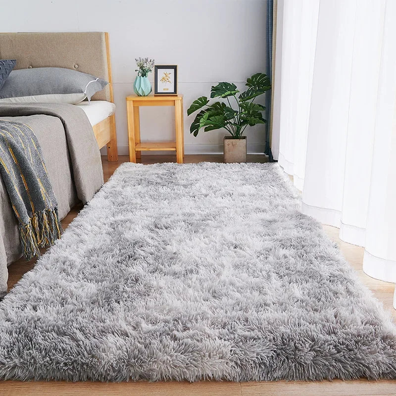 Sara’s Nordic Silk Tie-Dye Plush Carpet – Modern Bedroom & Living Room Rug